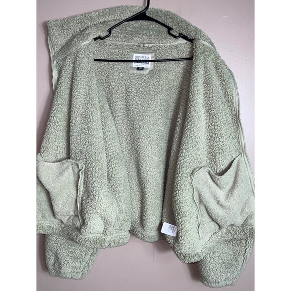 American Eagle Outfitter Jacket Huggable Fleece Green Sherpa Unisex Cozy Women M - Picture 4 of 12